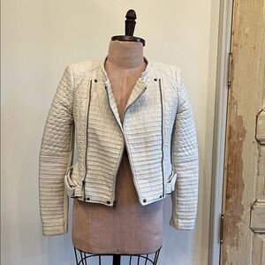 BCBGMaxAzria Women's Cream Quilted Bomber Jacket